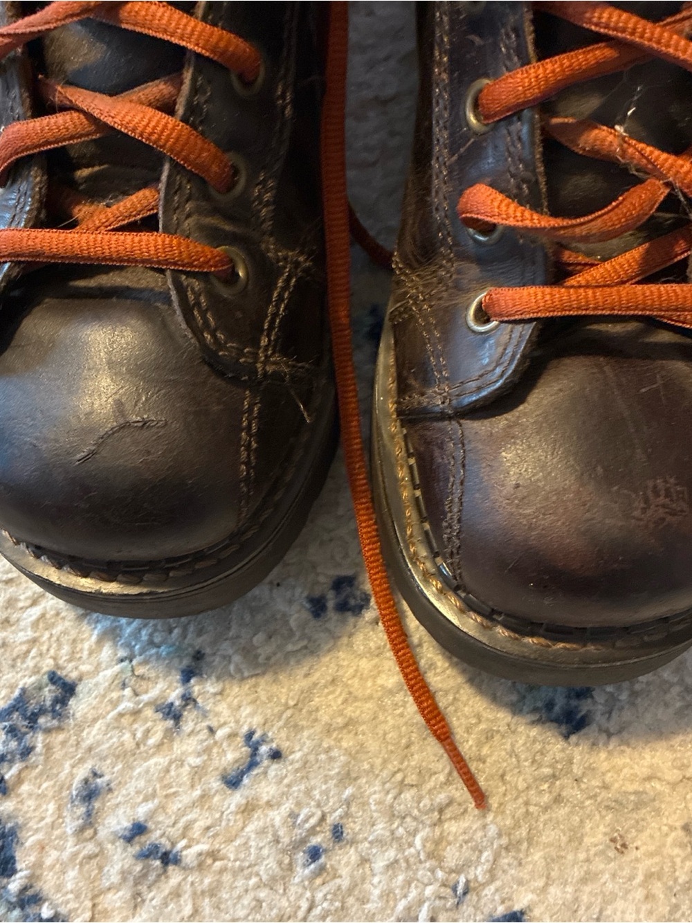 Women’s vintage AE American Eagle Brown Leather Lace-Up Platform Boots size 8 - Picture 2 of 7